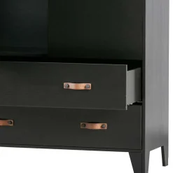 Hot Teilmassiver 94x180x40 Kiefernholz Kleiderschrank in Schwarz - Ilvessino Kleiderschränke|Schränke