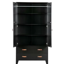Hot Teilmassiver 94x180x40 Kiefernholz Kleiderschrank in Schwarz - Ilvessino Kleiderschränke|Schränke
