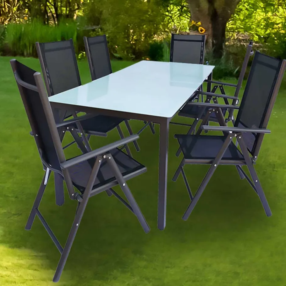 Tisch mit Klappstühlen für den Garten - Anlina (siebenteilig) Sitzgruppe