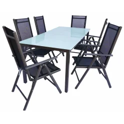 Tisch mit Klappstühlen für den Garten - Anlina (siebenteilig) Sitzgruppe