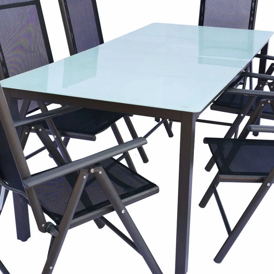 Tisch mit Klappstühlen für den Garten - Anlina (siebenteilig) Sitzgruppe