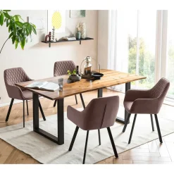 Tischgruppe in Braun mit Schwarz - Bruce (fünfteilig) Sitzgruppe