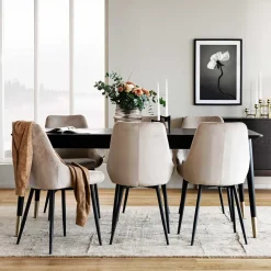 Tischgruppe in Schwarz & Beige - Orgevia (siebenteilig) Sitzgruppe