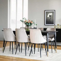 Tischgruppe in Schwarz & Beige - Orgevia (siebenteilig) Sitzgruppe