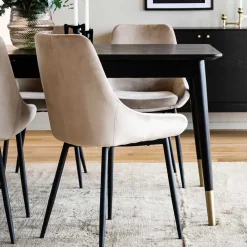 Tischgruppe in Schwarz & Beige - Orgevia (siebenteilig) Sitzgruppe