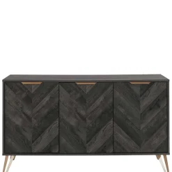 Türen-Kommode in Holzoptik Black Wash - Salivi V Sideboards