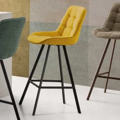 Sale Tresenstühle in Gelb Stoff - Gonron (2er Set) Hocker