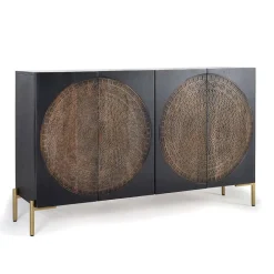 Best 4-türige Design Kommode mit Mandala Schnitzerei - Synessa Sideboards