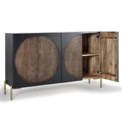 Best 4-türige Design Kommode mit Mandala Schnitzerei - Synessa Sideboards