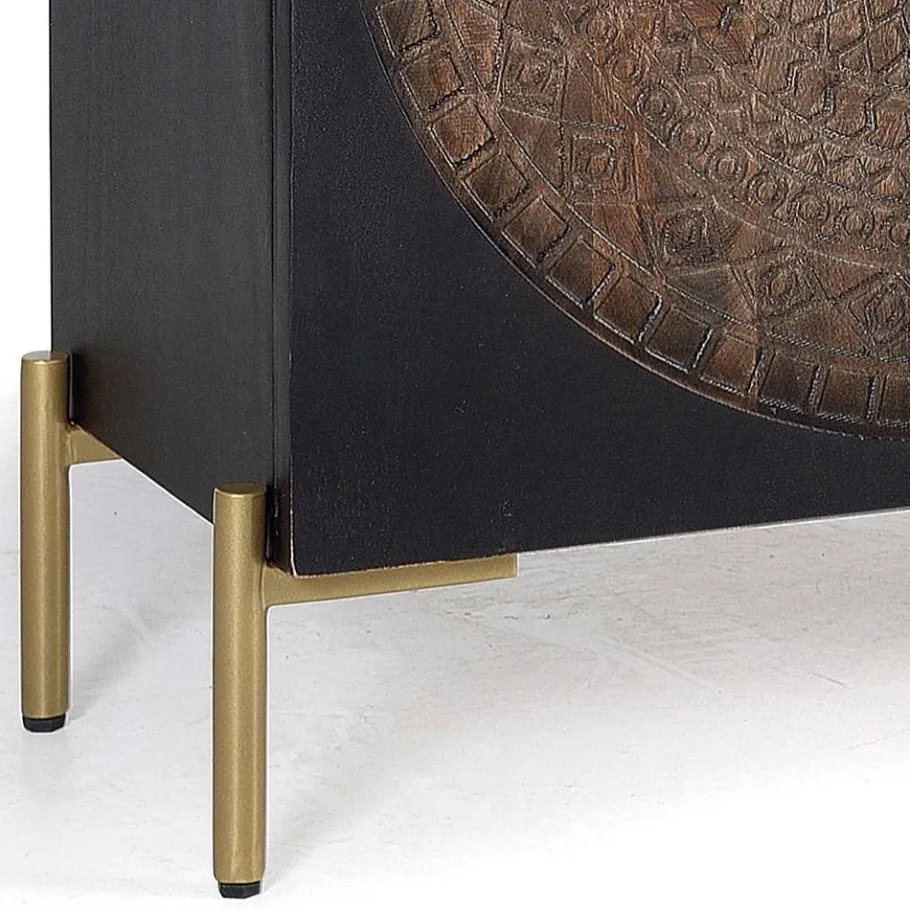 Best 4-türige Design Kommode mit Mandala Schnitzerei - Synessa Sideboards