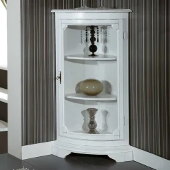 1-türige Vintage Eckvitrine niedrig - 112 cm hoch - Zarinas Vitrinen
