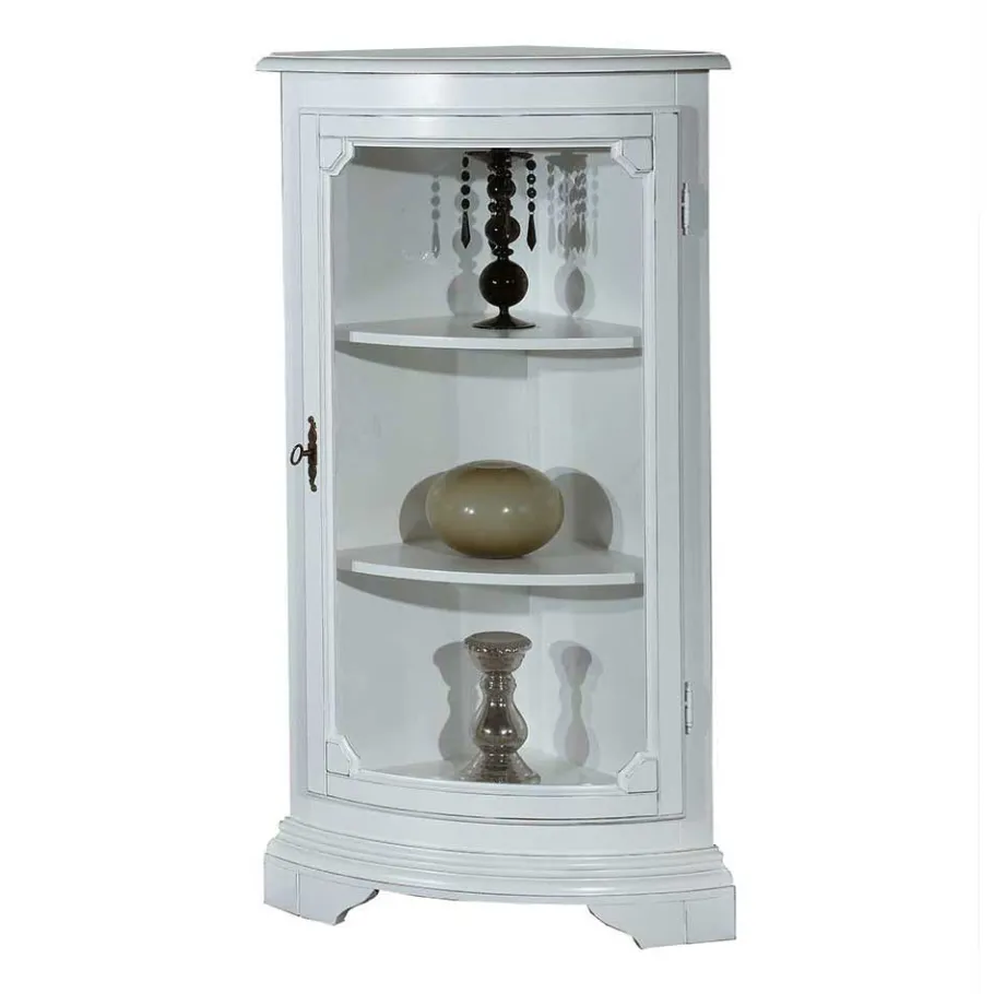 1-türige Vintage Eckvitrine niedrig - 112 cm hoch - Zarinas Vitrinen
