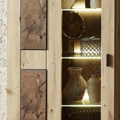 1-türige Wohnzimmervitrine in Wildeiche Holzoptik - Iniaco Vitrinen