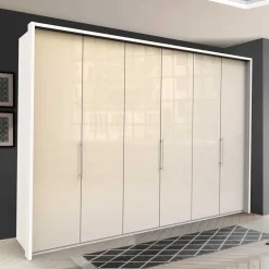 Best 3-türiger Falttüren Kleiderschrank in Creme - Zidarie Kleiderschränke