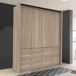 Outlet 2-türiger Falttüren Schrank mit acht Schubladen - Zayun Kleiderschränke|Schränke