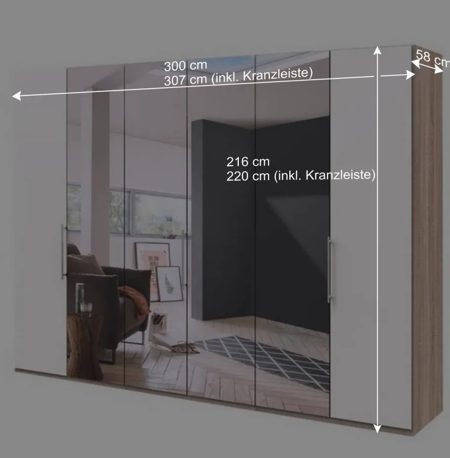 Best 3-türiger Falttüren-Kleiderschrank 300 cm - Vaclyn Kleiderschränke|Schränke