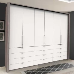 Best 3-türiger Falttürenschrank mit 12 Schubladen - Tivierto Kleiderschränke|Schränke