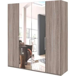 New 2-türiger Holz Look Kleiderschrank mit Spiegel - Crenba Kleiderschränke