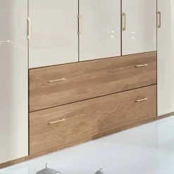 Hot 5-türiger Kleiderschrank Anglesia in Creme und Eiche Kleiderschränke