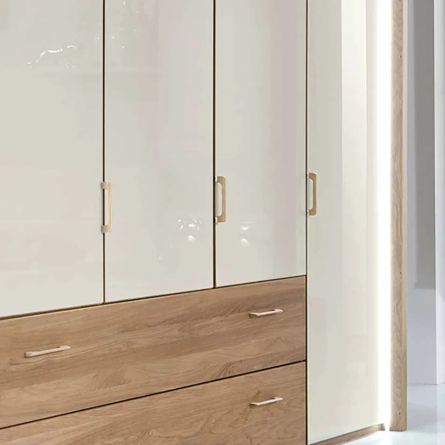 Hot 5-türiger Kleiderschrank Anglesia in Creme und Eiche Kleiderschränke