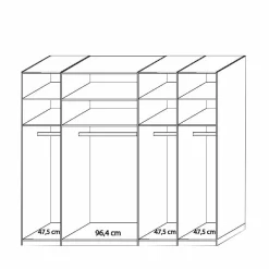 Hot 5-türiger Kleiderschrank Anglesia in Creme und Eiche Kleiderschränke
