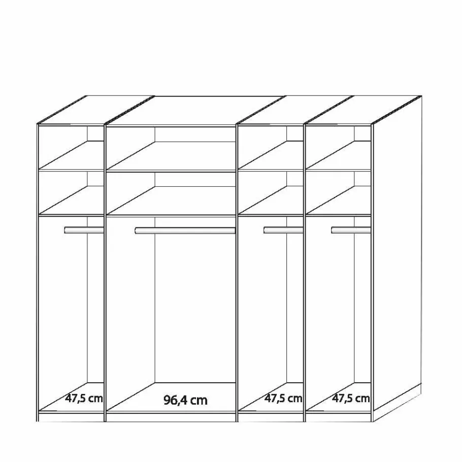 Hot 5-türiger Kleiderschrank Anglesia in Creme und Eiche Kleiderschränke