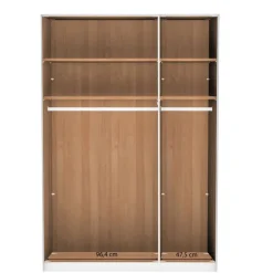 New 3-türiger Kleiderschrank in Erle teilmassiv - Hung Kleiderschränke|Schränke