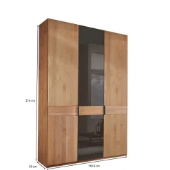 New 3-türiger Kleiderschrank in Erle teilmassiv - Hung Kleiderschränke|Schränke