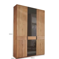 New 3-türiger Kleiderschrank in Erle teilmassiv - Hung Kleiderschränke|Schränke