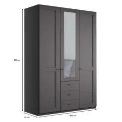 Hot 3-türiger Kombi-Kleiderschrank mit Spiegel - Mataram Kleiderschränke