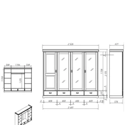 Best 4-türiger Landhausschrank in Weiß - Presto Kleiderschränke|Schränke