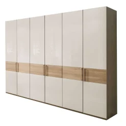 Outlet 6-türiger Schlafraum Kleiderschrank in Glas Beige - Emdsiva I Kleiderschränke|Schränke