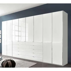 Outlet 8-türiger Schlafzimmerschrank in Weiß Glasfront - Rocca Kleiderschränke