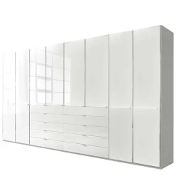 Outlet 8-türiger Schlafzimmerschrank in Weiß Glasfront - Rocca Kleiderschränke