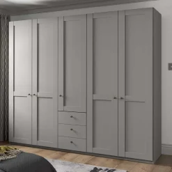 Best 5-türiger Schlafzimmer-Schrank in Hellgrau - Ridonna Kleiderschränke|Schränke