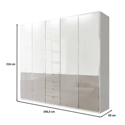 Outlet 5-türiger Schlafzimmer-Schrank 247 cm breit - Pascan Kleiderschränke