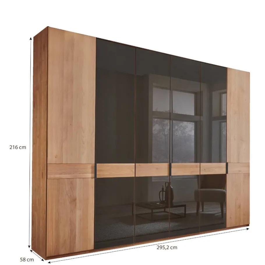 New 6-türiger Schlafzimmerschrank mit Glas - Hung Kleiderschränke|Schränke