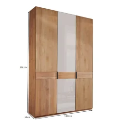 Online 3-türiger Schlafzimmerschrank in Erle - Dilacco Kleiderschränke