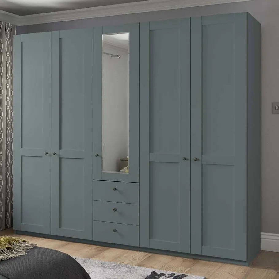 New 5-türiger Schlafzimmerschrank in Graugrün - Rajavo Kleiderschränke