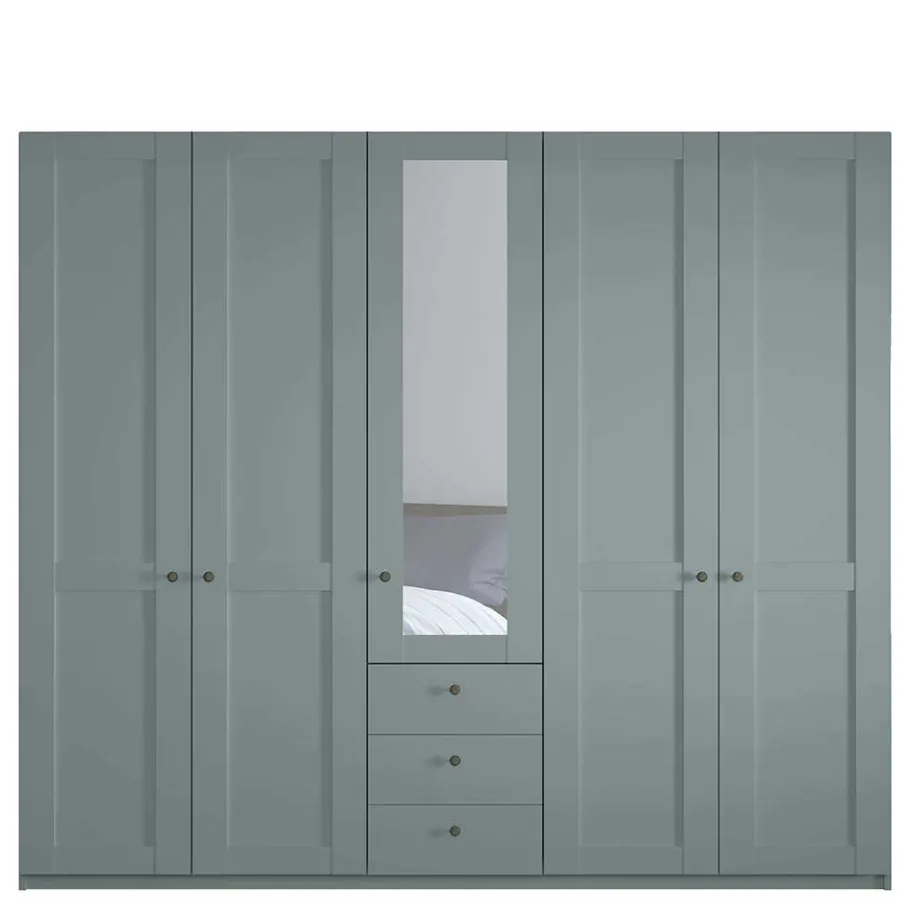 New 5-türiger Schlafzimmerschrank in Graugrün - Rajavo Kleiderschränke