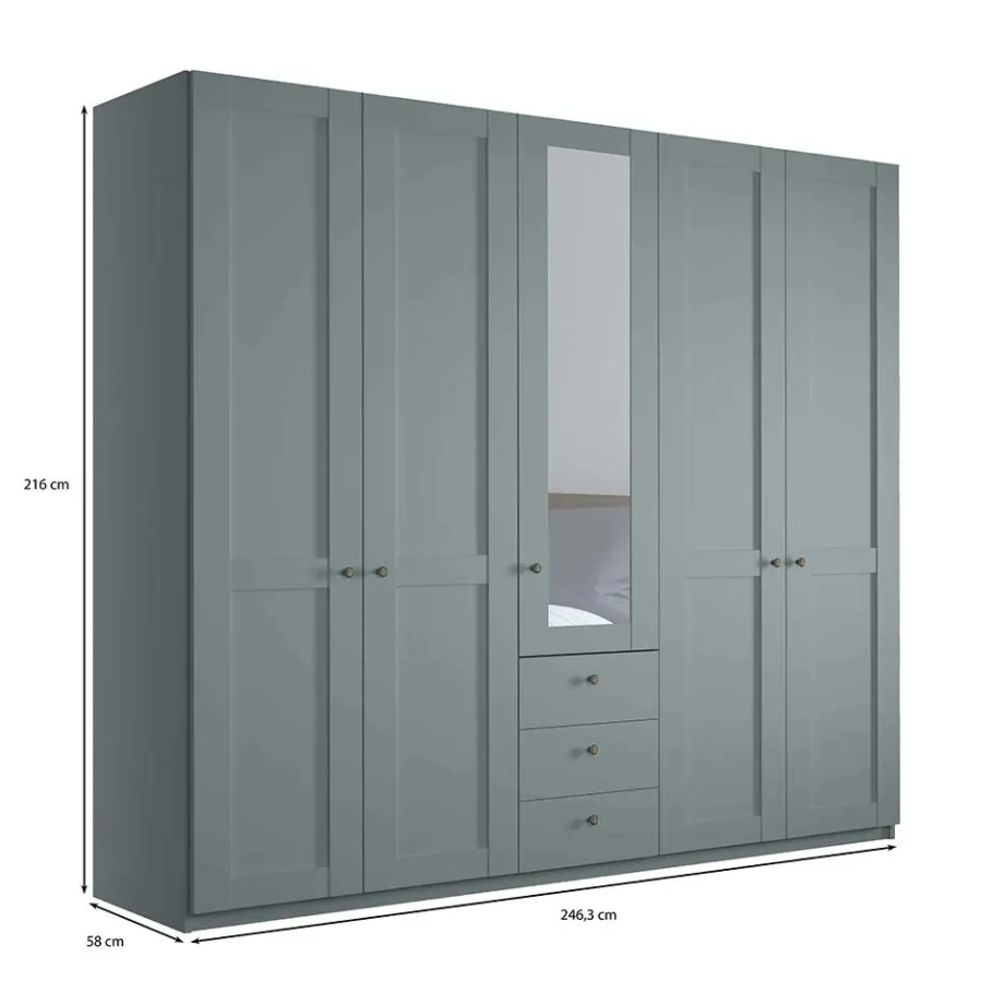 New 5-türiger Schlafzimmerschrank in Graugrün - Rajavo Kleiderschränke