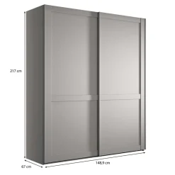 Online 2-türiger Schwebetürenschrank mit Metallgriffen - Ridonna Kleiderschränke