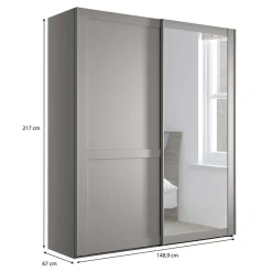 Online 2-türiger Schwebetürenschrank mit Metallgriffen - Ridonna Kleiderschränke