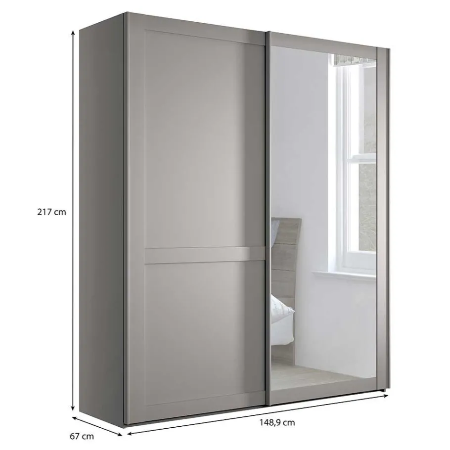 Online 2-türiger Schwebetürenschrank mit Metallgriffen - Ridonna Kleiderschränke