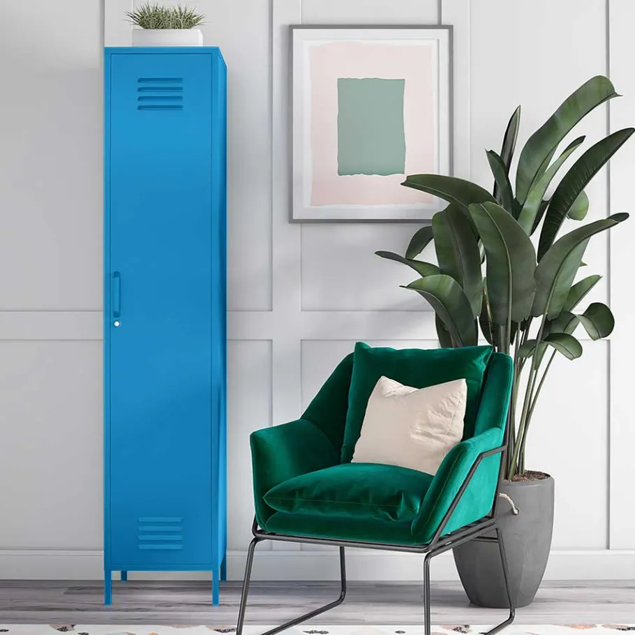 1-türiger Spindschrank in Blau - Datinel Vitrinen