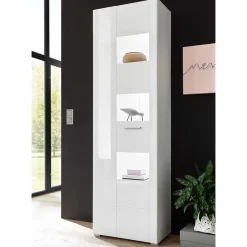 1-türiger Vitrinenschrank in Weiß Hochglanz - Timmona Vitrinen|Schränke