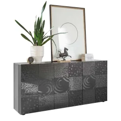 3-türiges Sideboard in Grau Glanz lackiert - Ipatal Sideboards