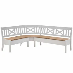 Sale Truhen Eckbank Lugon in Weiß mit Braun Sitzbank