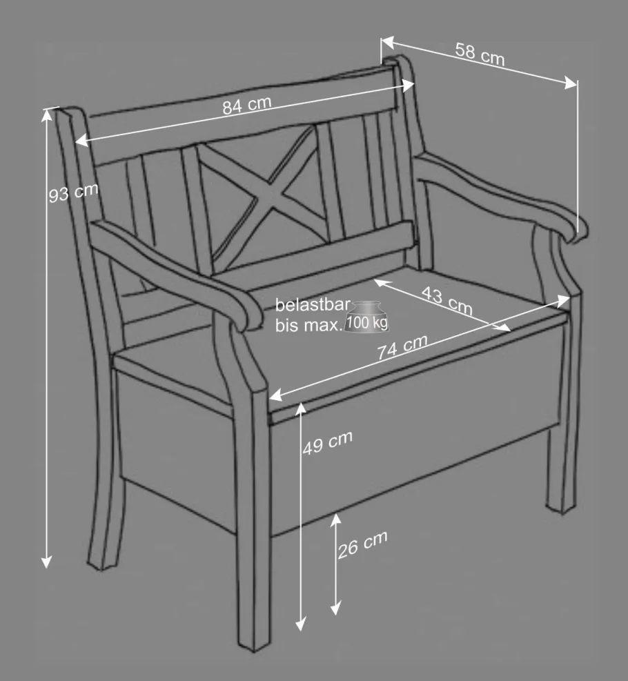Sale Truhenbank mit Armlehnen Jytte aus Kiefernholz Sitzbank