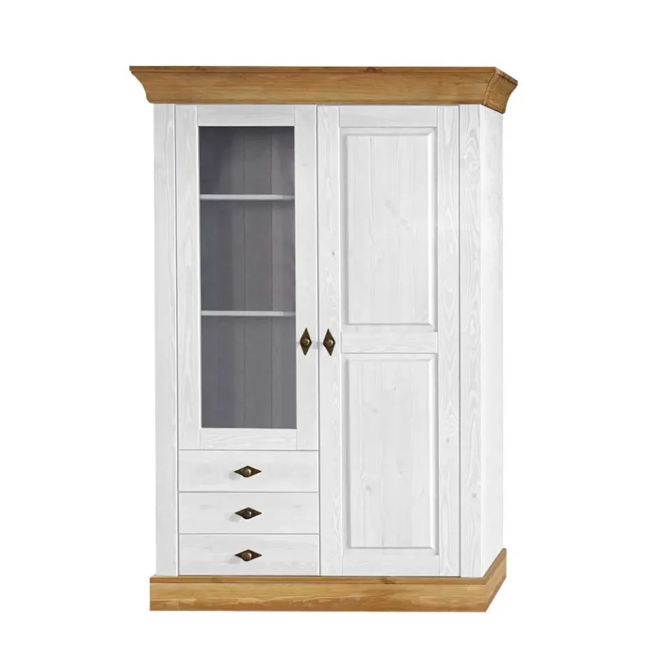 TV Anbauwand Sibiuta in Weiß Kiefer teilmassiv (dreiteilig) Wohnwände